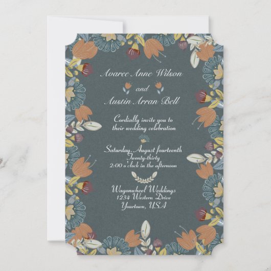 Folk Art Lijst in Blauw Bruin Tan Kaart (Voorkant)