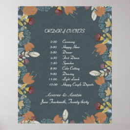 Folk Art Lijst in Blauw Bruin Tan Poster