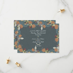 Folk Art Lijst in Blauw Bruin Tan Save The Date