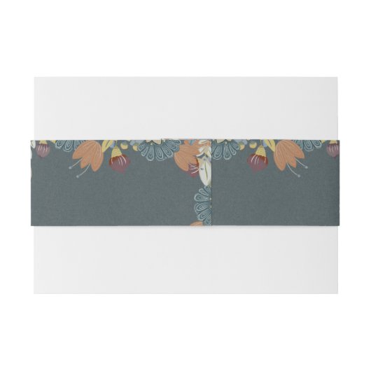 Folk Art Lijst in Blauw Bruin Tan Uitnodigingen Wikkel (Achterkant Voorbeeld)