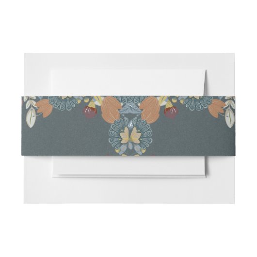 Folk Art Lijst in Blauw Bruin Tan Uitnodigingen Wikkel (Voorkant Voorbeeld)