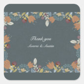 Folk Art Lijst in Blauw Bruin Tan Vierkante Sticker (Voorkant)