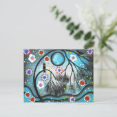 FOLK ART Lovers Tree BY LORI EVERETT briefkaart (Staand voorkant)