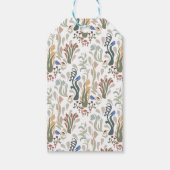 Folk Art Meadow & Blauwe Vogel in Aardse Tonen Cadeaulabel (Voorkant)