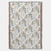 Folk Art Meadow & Blauwe Vogel in Aardse Tonen Deken (Voorkant Verticaal)