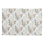 Folk Art Meadow & Blauwe Vogel in Aardse Tonen Kussensloop (Achterkant)