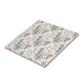 Folk Art Meadow & Blauwe Vogel in Aardse Tonen Tegeltje (Zijkant)