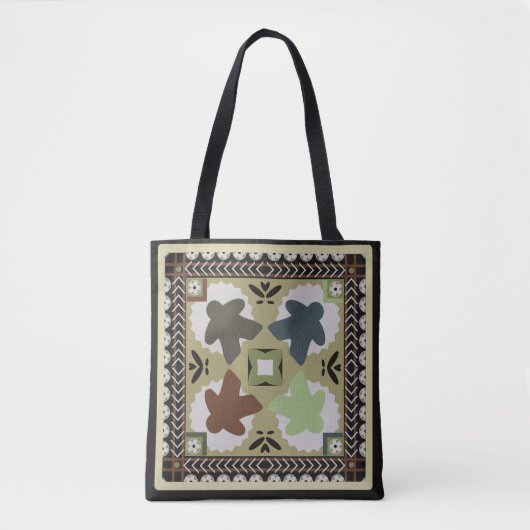 Folk Art Meeple Oekraïens Tegel Bloemen Bordspel Tote Bag (Voorkant)
