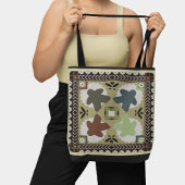 Folk Art Meeple Oekraïens Tegel Bloemen Bordspel Tote Bag