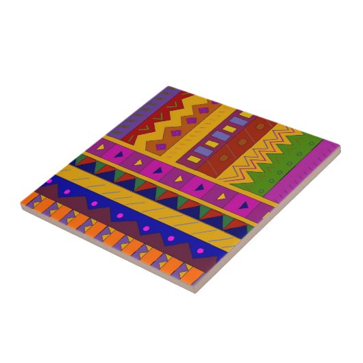 Folk Art Meerkleurige geometrische vormen Tile Tegeltje (Zijkant)