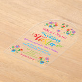 Folk Art Mexicaanse Fiesta Acryl Huwelijksuitnodig Acryl Uitnodigingen (Laagn)