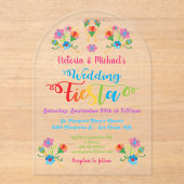 Folk Art Mexicaanse Fiesta Acryl Huwelijksuitnodig Acryl Uitnodigingen (Voorkant)