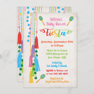 Folk Art Mexican Fiesta Baby shower Invitation Kaart