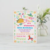 Folk Art Mexican Fiesta Birthday Party Invitation Kaart (Staand voorkant)