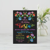 Folk Art Mexican Fiesta Birthday Party Invitation Kaart (Staand voorkant)