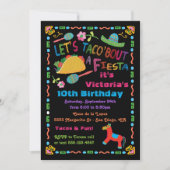 Folk Art Mexican Fiesta Birthday Party Invitation Kaart (Voorkant)