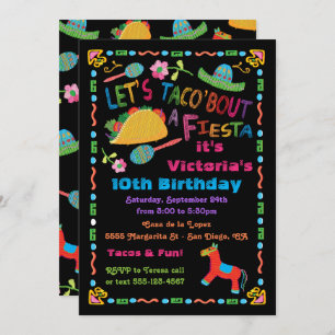 Folk Art Mexican Fiesta Birthday Party Invitation Kaart
