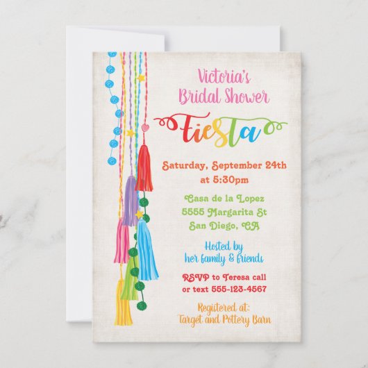 Folk Art Mexican Fiesta Bridal Shower Kaart (Voorkant)