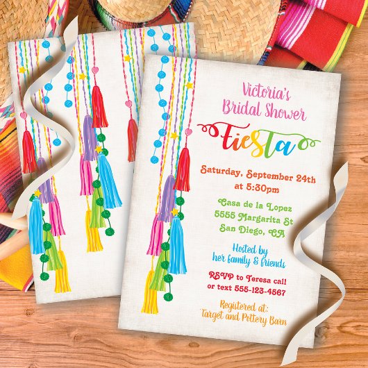 Folk Art Mexican Fiesta Bridal Shower Kaart