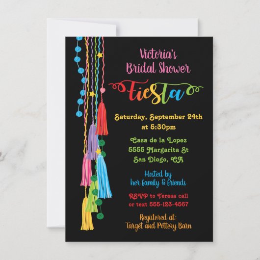 Folk Art Mexican Fiesta Bridal Shower Kaart (Voorkant)