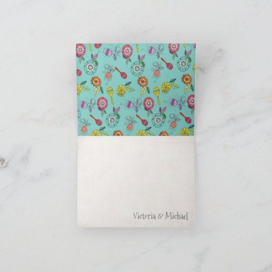 Folk Art Mexican Fiesta dank u briefkaarten (Binnen)