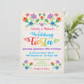 Folk Art Mexican Fiesta Wedding Invitation Kaart (Staand voorkant)