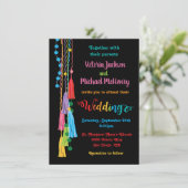 Folk Art Mexican Fiesta Wedding Invitation Kaart (Staand voorkant)