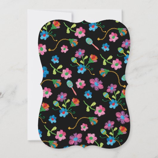 Folk Art Mexican Fiesta Wedding Invitation Kaart (Achterkant)