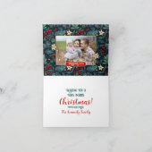 Folk Art Mistletoe Holly Berries Kerstmis Foto Kaart (Binnen)