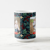 Folk Art Mistletoe Holly Berries Kerstmis Foto Koffiemok (Center)