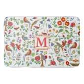 Folk Art Monogram Bloemen Vogelbadmat Badmat (Voorkant)