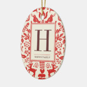 Folk Art Monogram en Fotovakantie Ornament (Links)