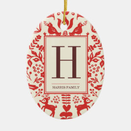 Folk Art Monogram en Fotovakantie Ornament