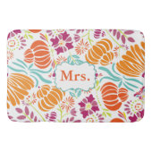 Folk Art Monogram Floral Mrs of Personaliseer Badmat (Voorkant)
