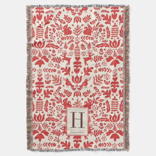 Folk Art Monogram Holiday Blanket Deken (Voorkant Verticaal)