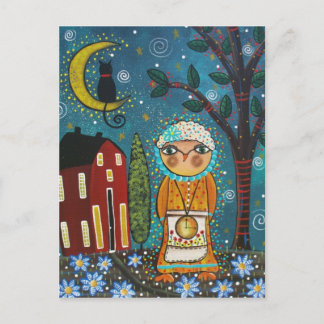 FOLK ART Moon Over de Star's door LORI briefkaart