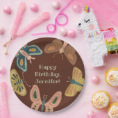 Folk Art Moths, Butterflies  Brown Papieren Bordje (Feest)