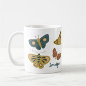 Folk Art Moths Butterflies Collage gepersonaliseer Koffiemok (Links)