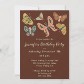 Folk Art Moths, Butterflies Custom Birthday Party Kaart (Voorkant)