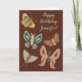 Folk Art Moths Butterflies Custom Message Kaart (Voorkant)