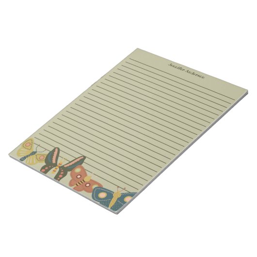 Folk Art Moths, Butterflies Lond Sage Green Notitieblok (Schuin)