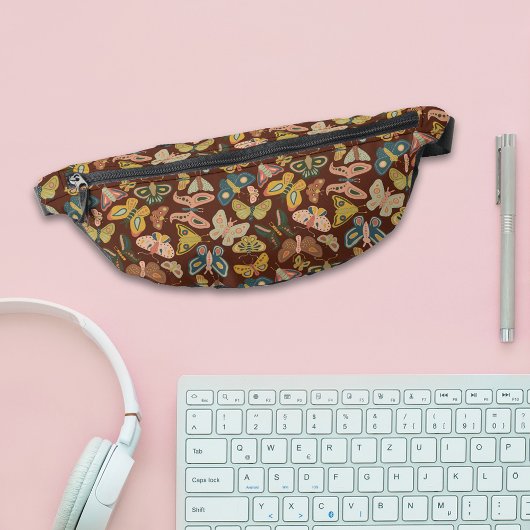 Folk Art Moths Butterflies Pink Blue Brown Heuptasje