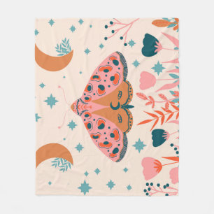 Folk Art Moths: Heldere  illustratie Fleece Deken