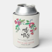 Folk art multicolor florale bruiloft blikjeskoeler (Blikje Voorkant)