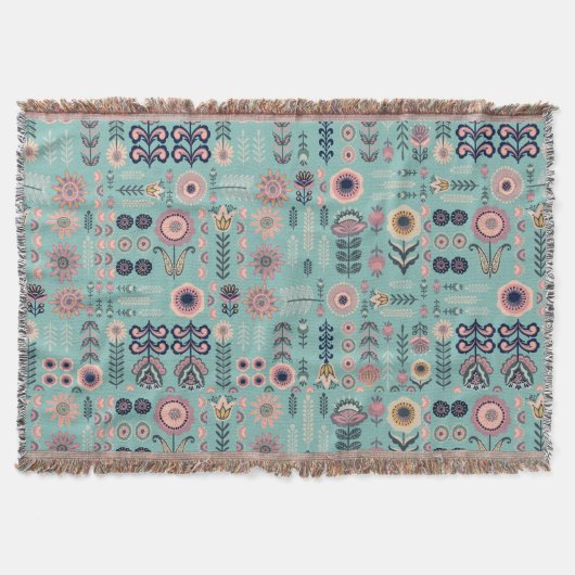 Folk Art Naadloos Patroon Deken (Voorkant)