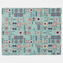 Folk Art Naadloos Patroon Fleece Deken