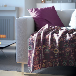 Folk Art Naadloos Patroon Fleece Deken