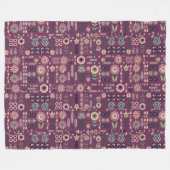 Folk Art Naadloos Patroon Fleece Deken (Voorkant (Horizontaal))