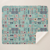 Folk Art Naadloos Patroon Sherpa Deken (Voorkant (horizontaal))