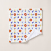 Folk Art Neon Flower Geometric Pattern Bad Handdoek (Wasdoekje)